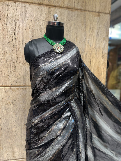 Sequins designer saree bridesmaid sarees exclusive Partywear sari blouse
