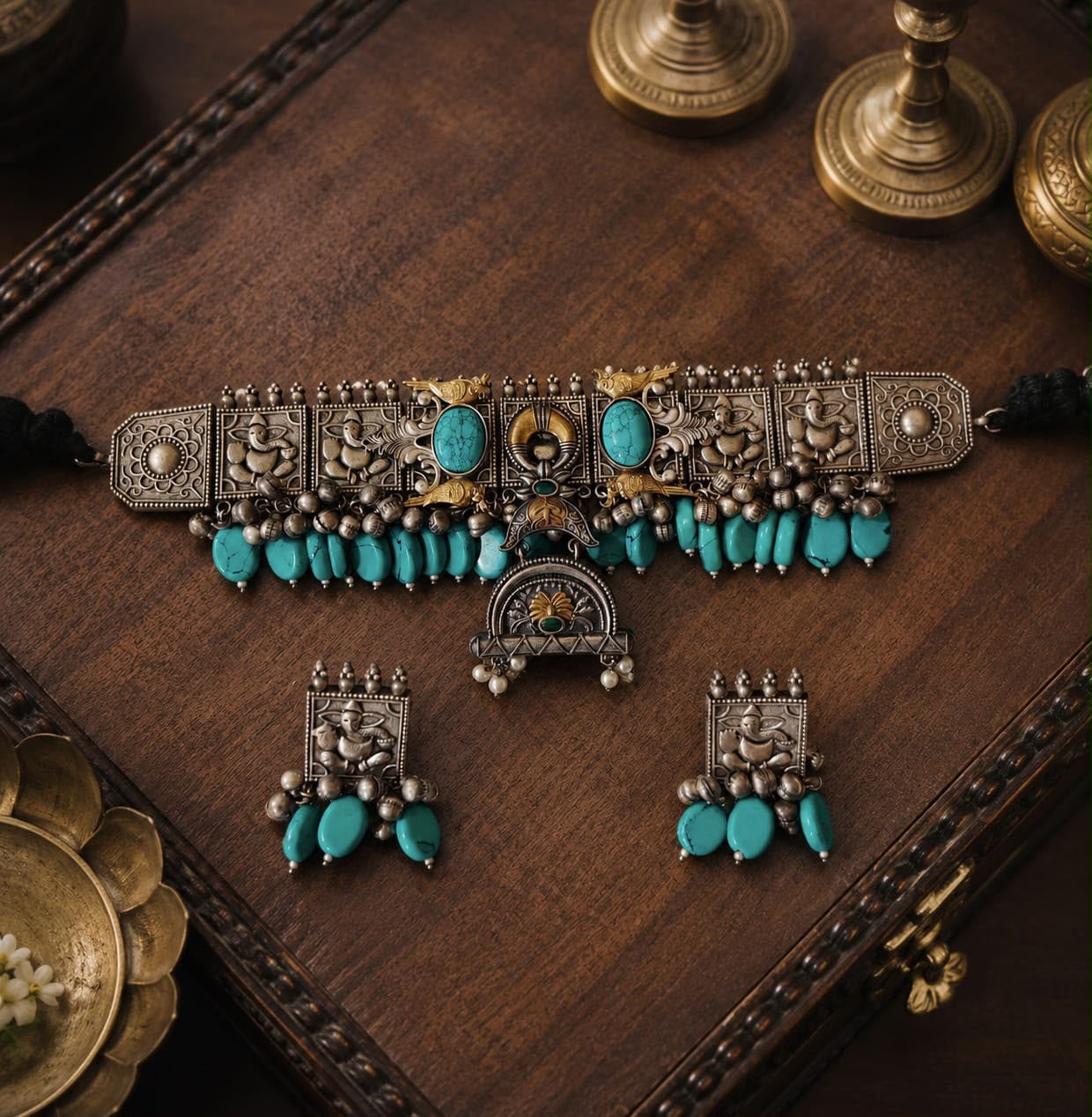 Firoza choker set tribal choker set Afghani Jewelery