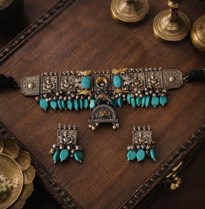 Firoza choker set tribal choker set Afghani Jewelery