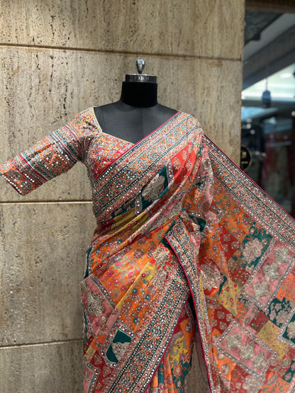 Gorgeous satin silk saree soft saree Arrakh printed sari blouse women sarees