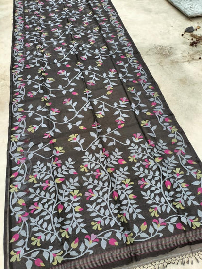 Black Hot Tantuj Jamdani Beautiful Women Sarees