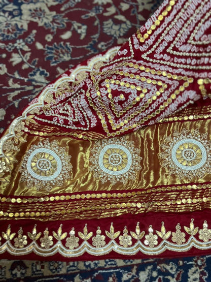 Red Gajji silk hand embroidery dupatta silk dupatta