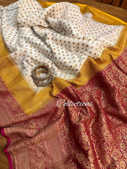 White khaddi georgette saree Indian sarees blouse