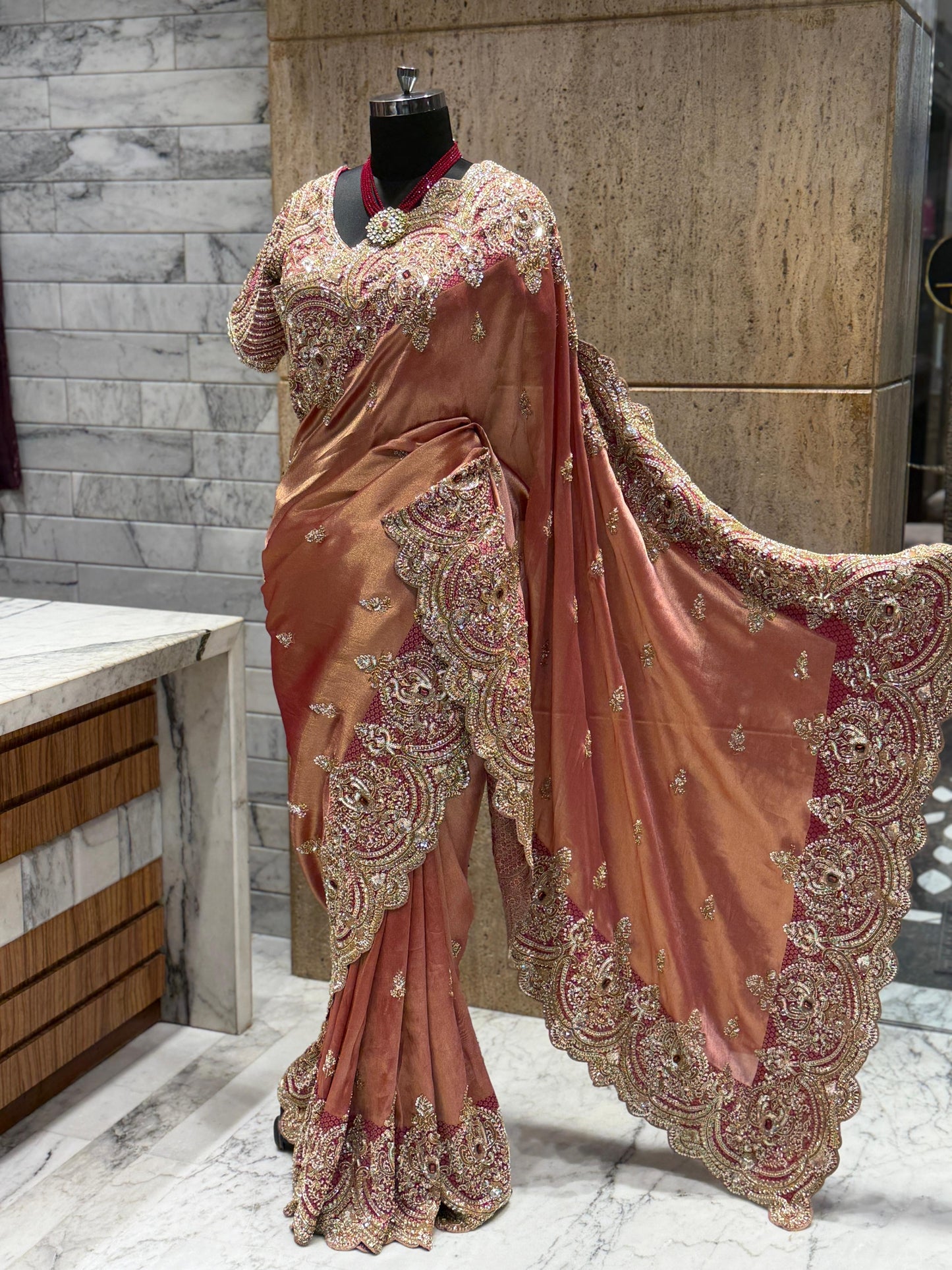 Handmade pure Kanjeevaram saree Indian wedding saree with stitched blouse