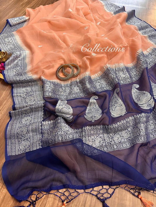 Ramania Banarsi Saree Khadri Chiffon Sari blouse