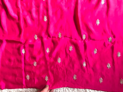 Pink premium satin silk embroidered sarees