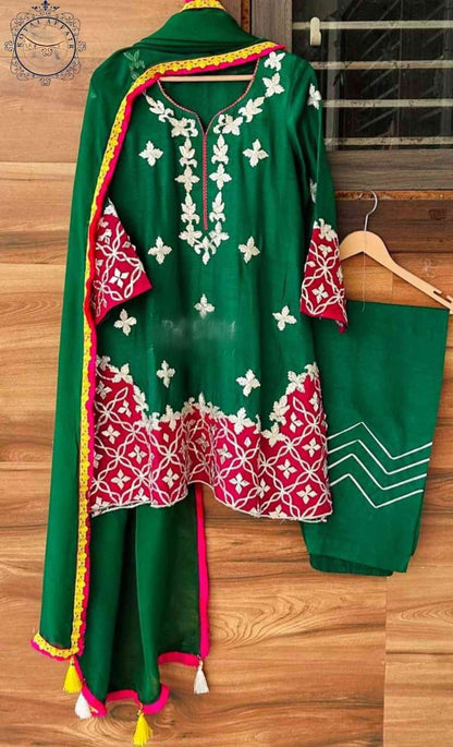 Silk designer inspired suit gotta Patti salwar suit Indian traditional suit