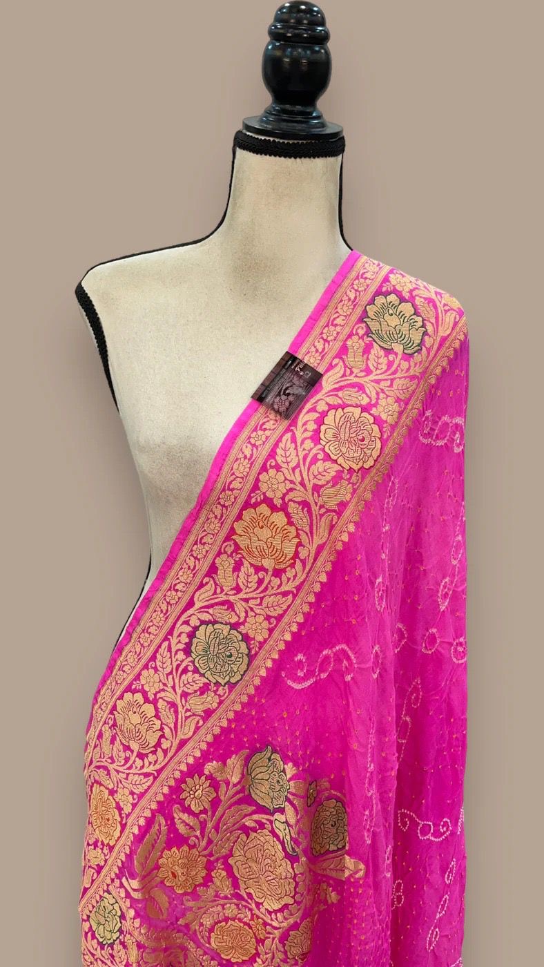 Banarasi bandhej dupatta handloom dupatta