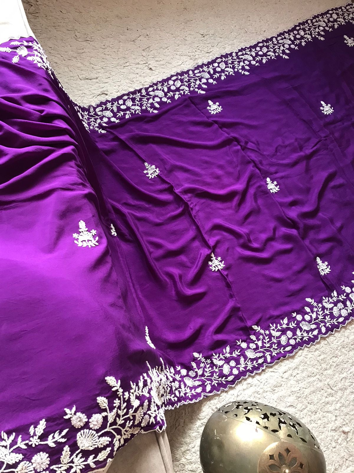 Purple premium elegant beautiful women sarees