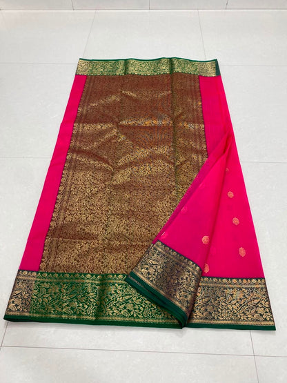 Pink Chanderi saree katan silk saree Indian sari blouse