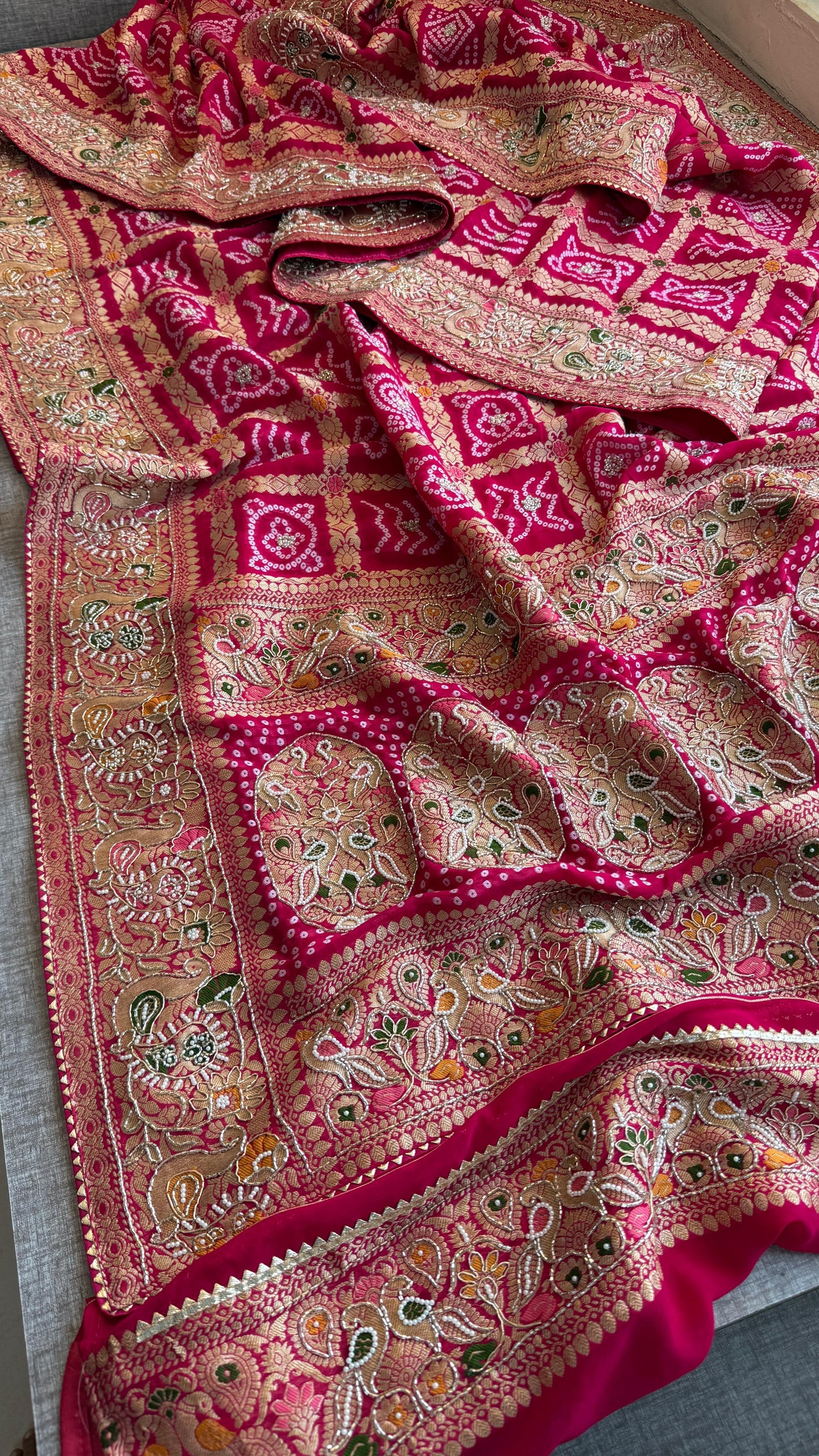 Nahisha khaddi Gorgette saree weaving sarees blouse