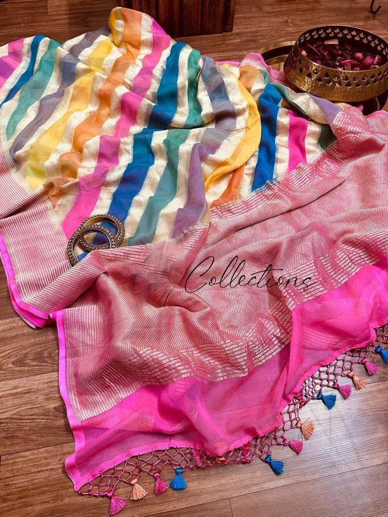 Rangkat handwoven khaddi gorgette saree