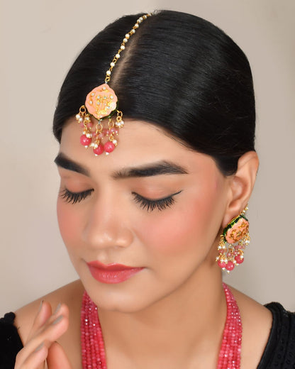 Pink Necklace Set Meenakari Bridal Set