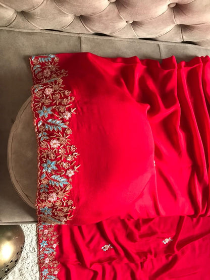 Rich Red Wedding Saree luxury saree women sarees