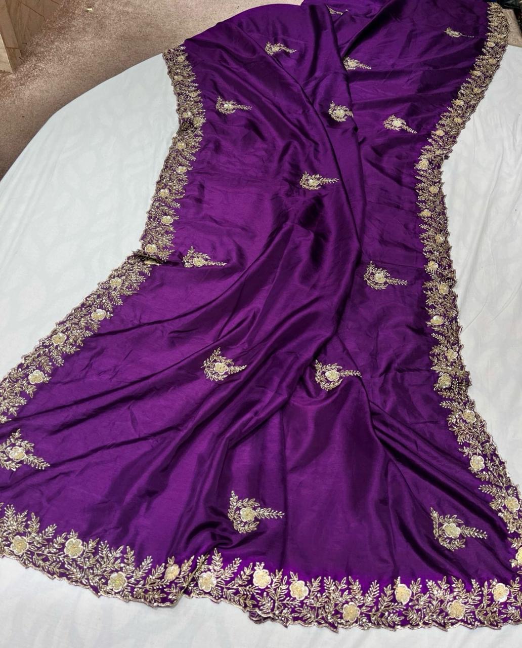 Sanes reception saree zardosi saree partywear sari blouse