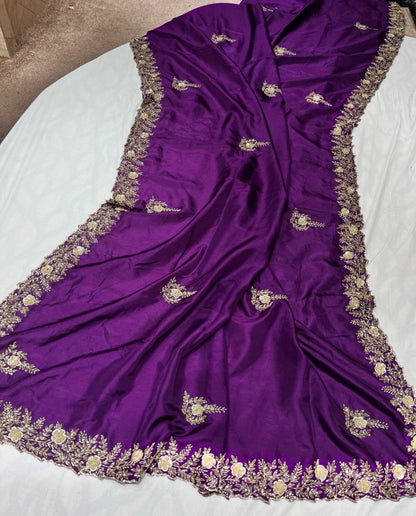 Sanes reception saree zardosi saree partywear sari blouse