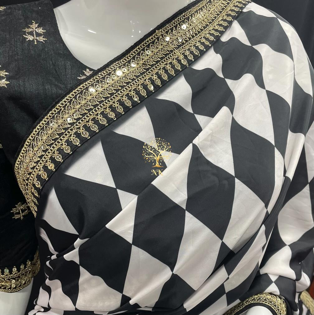 Hafisa geometric inspired beautiful trendy saree