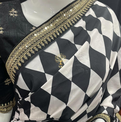 Hafisa geometric inspired beautiful trendy saree