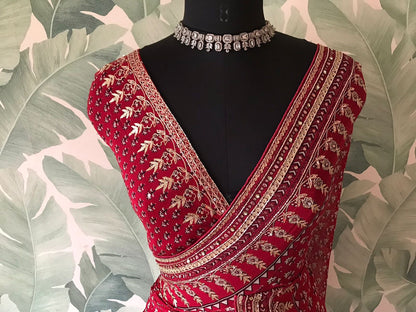 Premium gorgette silk saree handmade sari blouse