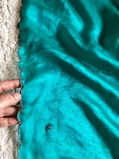 Shimmer tissue silk saree handmade sari blouse