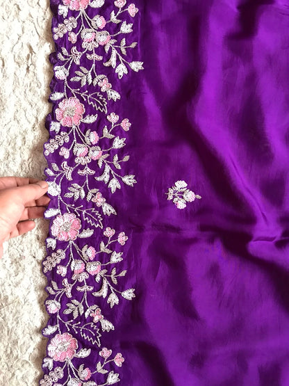 Purple Premium Organza Saree