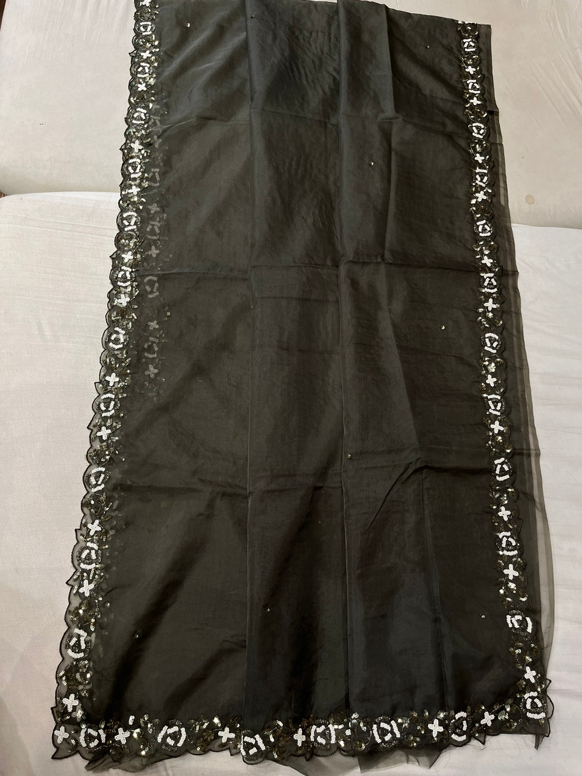 Rabina pearl sequins organza saree beautiful sari