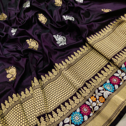 Black Katan silk saree Indian saree beautiful sari blouse