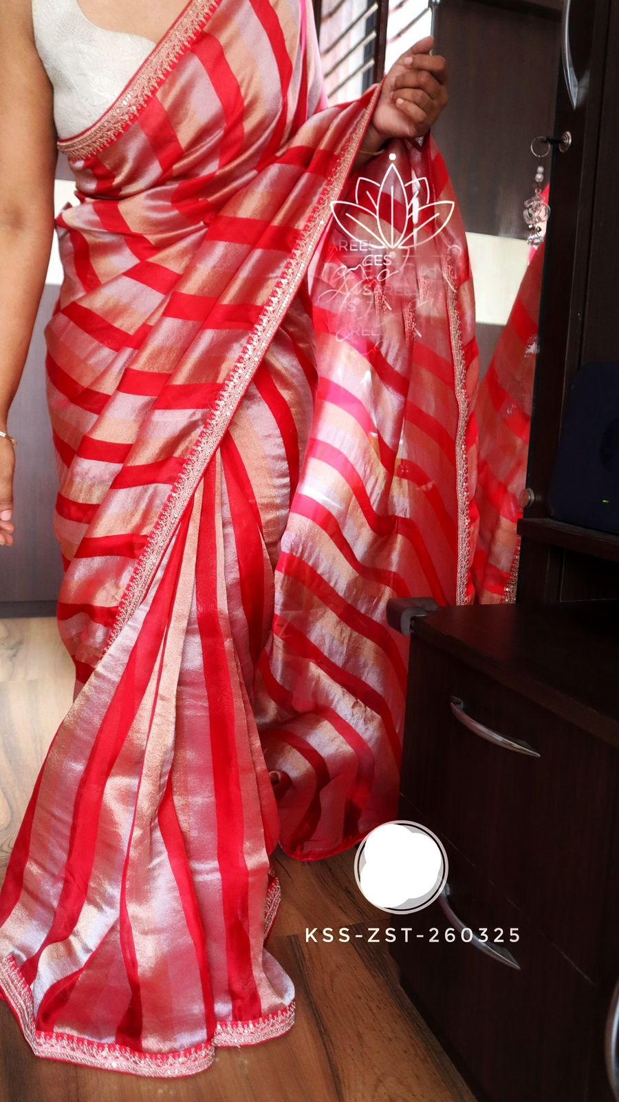 Striped kora saree Partywear sarees Indian sari blouse women clothing