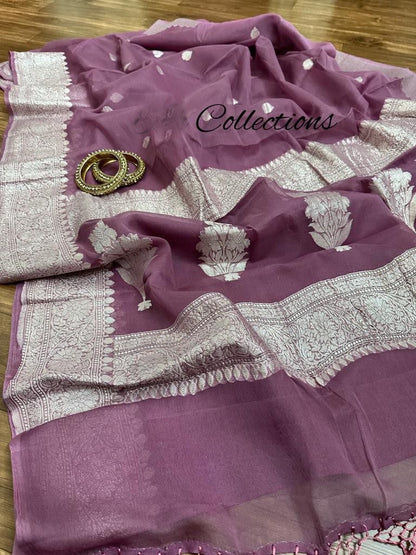 Rozila Banarsi chiffon sarees Indian saree banarsi saree blouse
