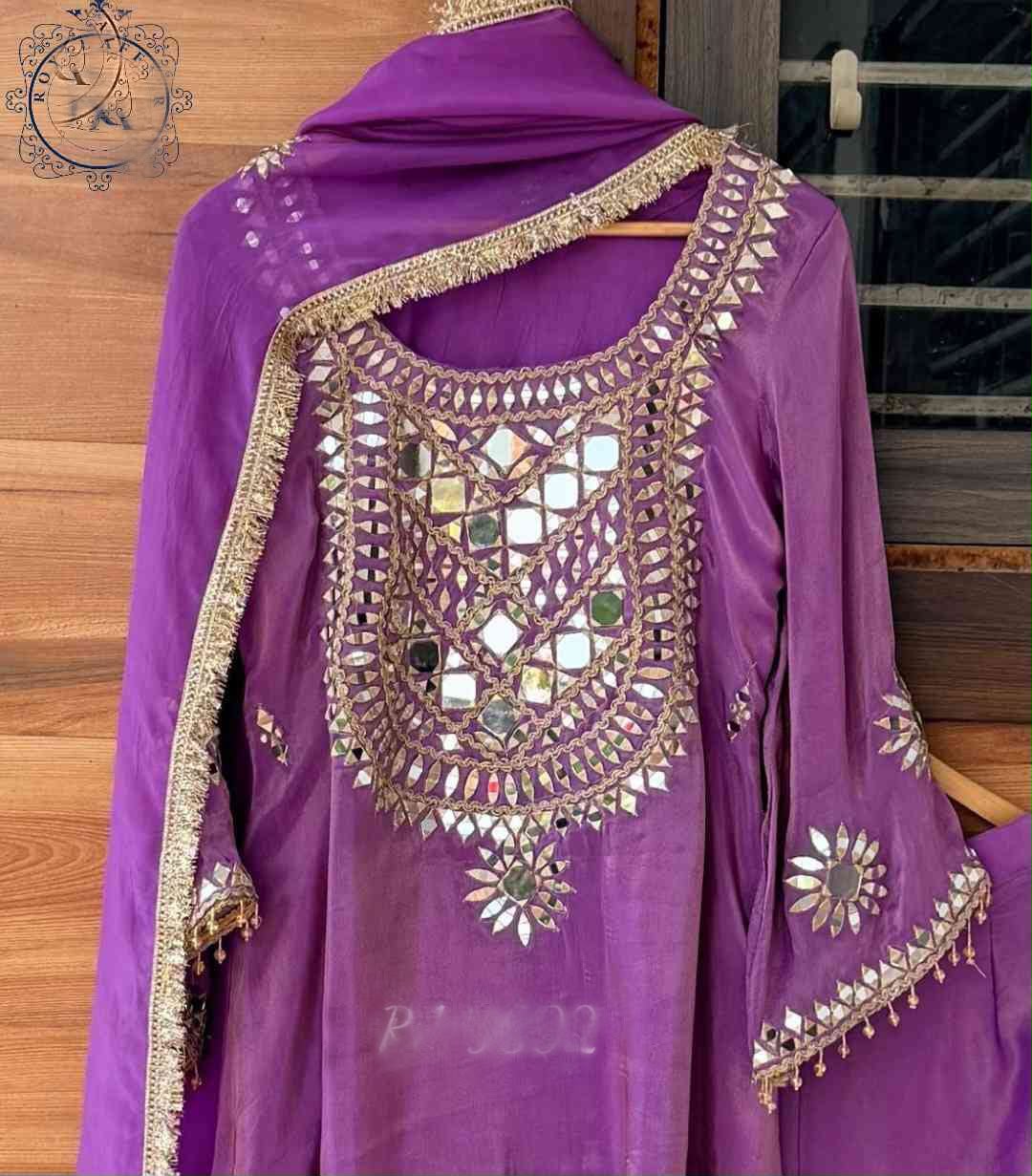 Handmade designer silk stitched dress Indian salwar suit