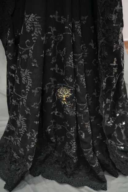 Black Gorgette Sequence Chikankari sarees