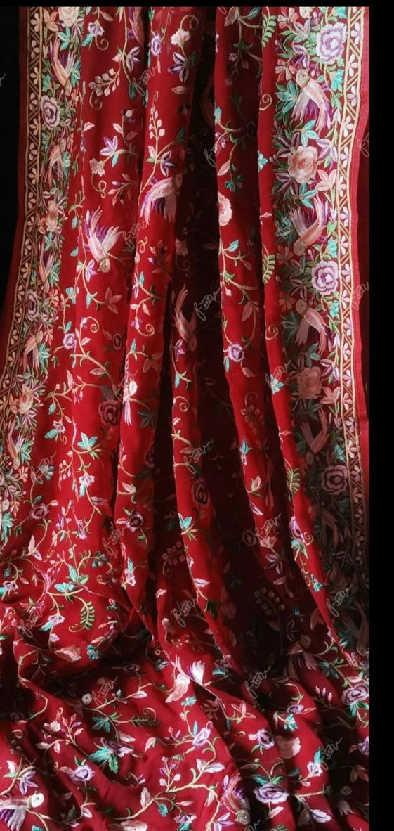 Leela Red Parsi Inspired Saree Embroiderr Sarees