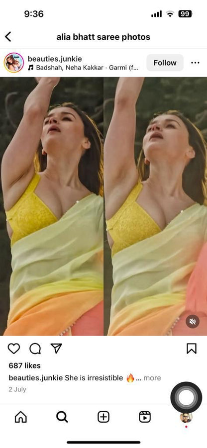 Shaded trendy chiffon lacy saree