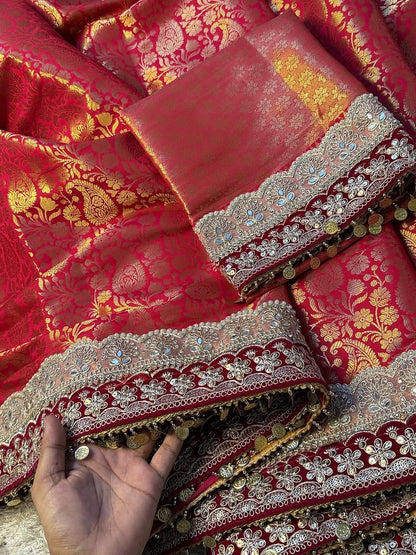 Katan silk saree Banarsi silk sarees Indian sari blouse