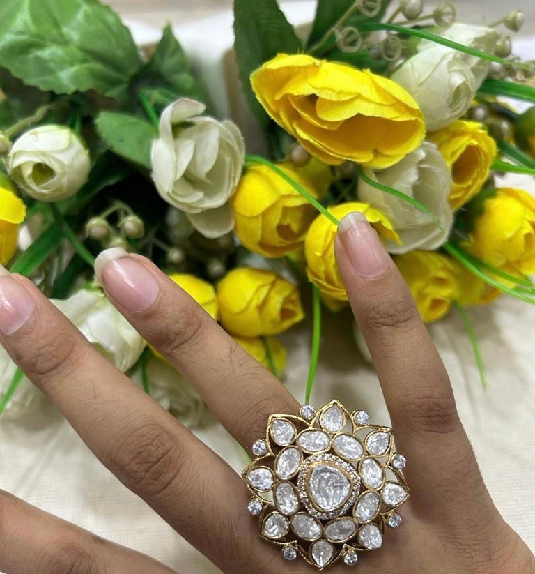 Raima Kundan Statement Rings