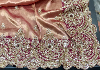 Handmade pure Kanjeevaram saree Indian wedding saree with stitched blouse