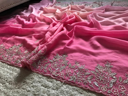 Pink shaded saree luxury shades saree