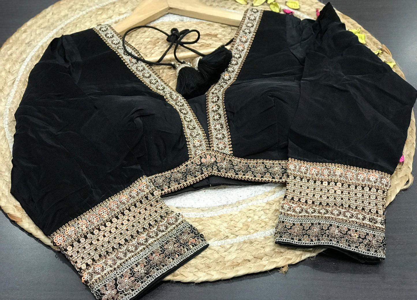 Crepe silk saree paisley inspired sari blouse reception sarees