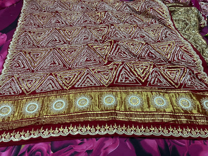 Red Gajji silk hand embroidery dupatta silk dupatta