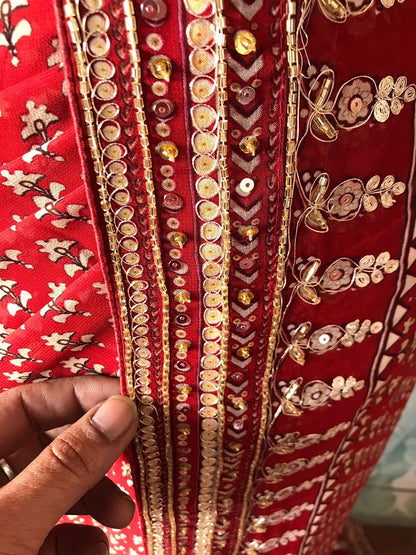 Handmade gorgette silk saree embroidered sarees Indian sari blouse