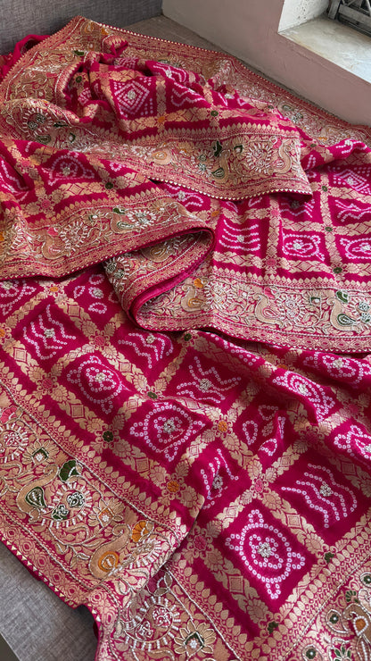 Nahisha khaddi Gorgette saree weaving sarees blouse
