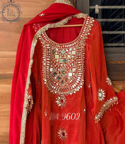 Handmade designer silk stitched dress Indian salwar suit