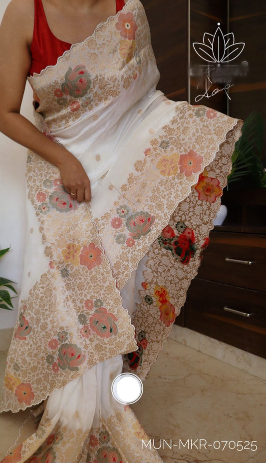 Munga Meenakari saree silk saree Indian sari blouse