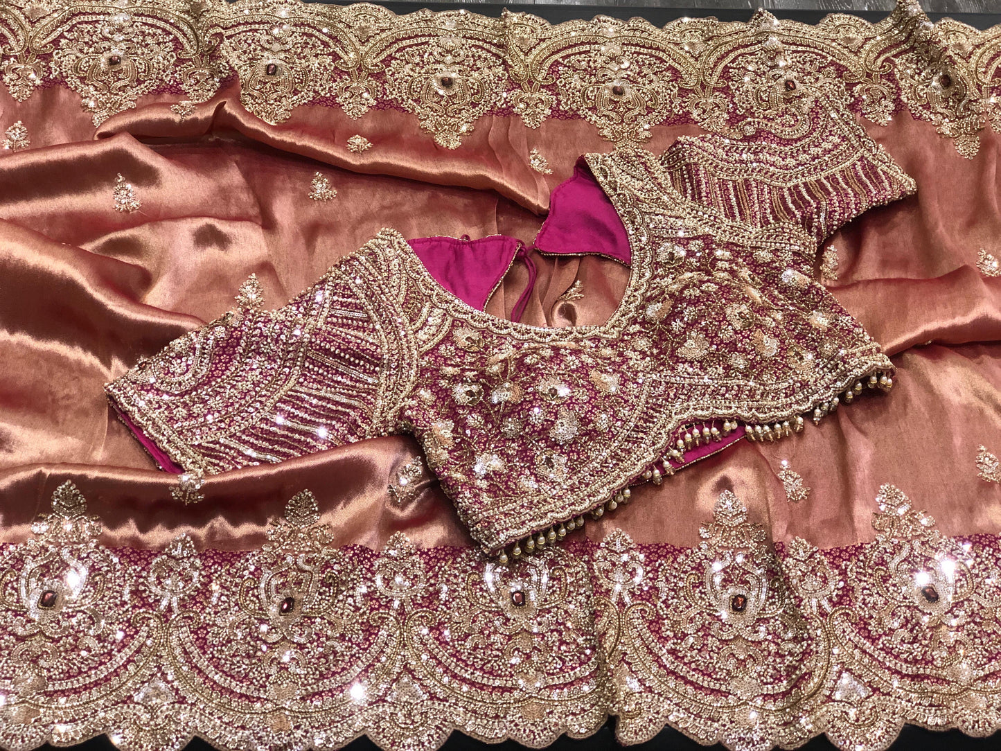 Handmade pure Kanjeevaram saree Indian wedding saree with stitched blouse