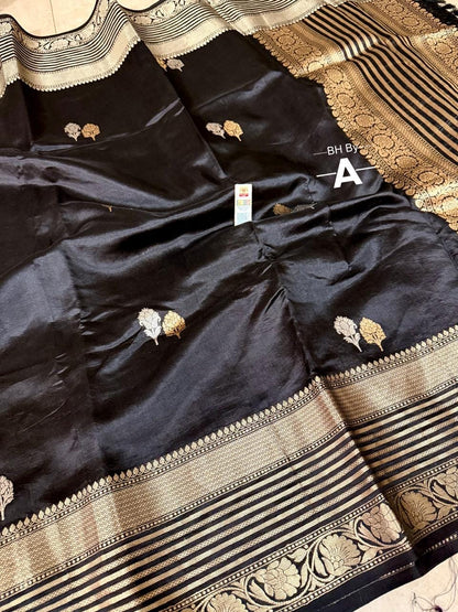 Black premium kadwa saree Katan silk saree Indian sarees blouse