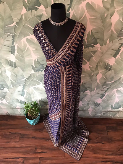 Premium gorgette saree handmade sari blouse