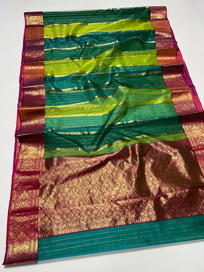 Green Katan Chanderi silk saree women sarees