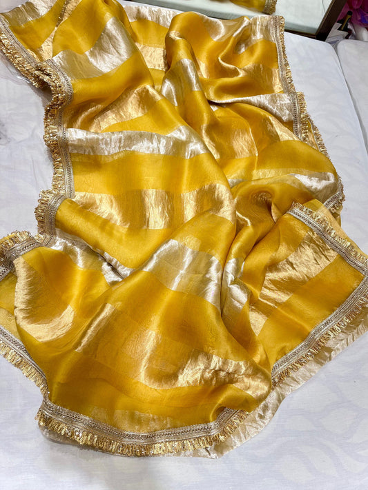 Tissue striped organza saree partywear sarees