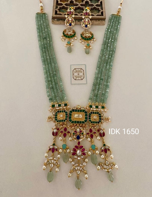 Lazina green Mala Necklace set women necklace pacchi kundan set