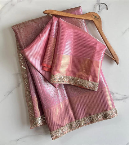 Pink tissue saree Banarsi sarees Indian sari blouse